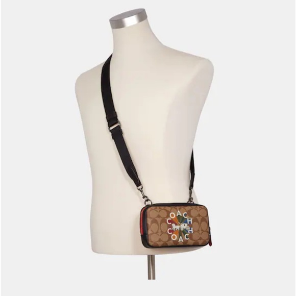 Coach-Carrier Phone Crossbody In Signature Canvas With Coach Radial Rainbow New - Picture 4 of 4